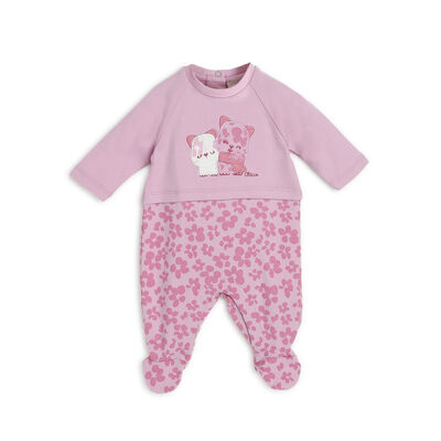 Girls Medium Pink Applique Leg Opening Babysuit